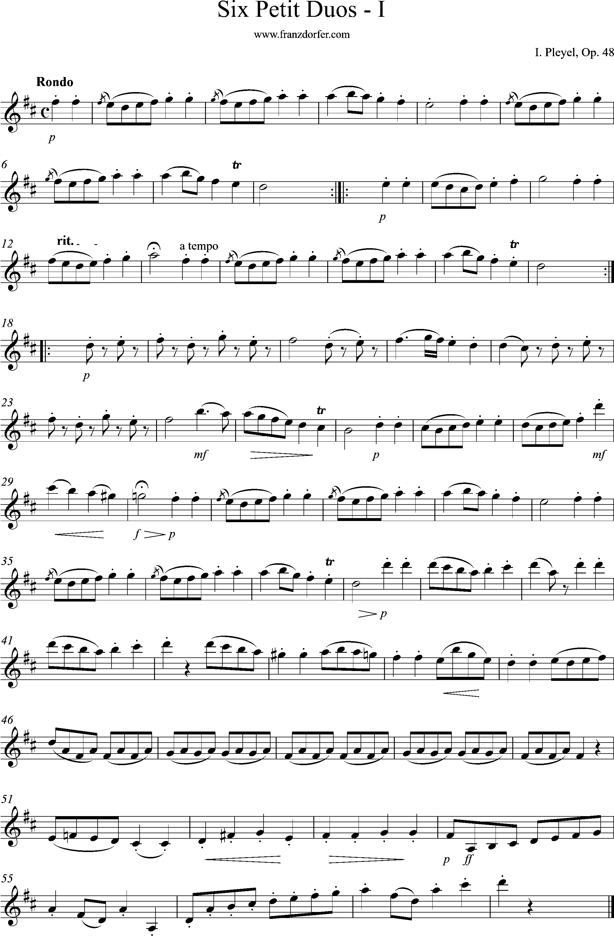 clarinet sheetmusic plexel op48, Rondo